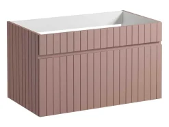 Móvel De Casa De Banho Suspenso Estriado Cor-De-Rosa Com Lavatório De Encastrar 80 Cm - Satara