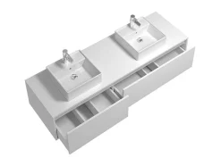 Móvel De Casa De Banho Suspenso Branco Com Lavatório Duplo C150 Cm - Isaure Ii