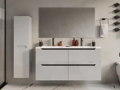 Móvel De Casa De Banho Suspenso Com Lavatório Duplo De Encastrar Branco 120 Cm - Selita