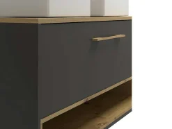 Móvel De Casa De Banho Suspenso Cor Antracite Com Lavatório Duplo De 120 Cm - Yangra