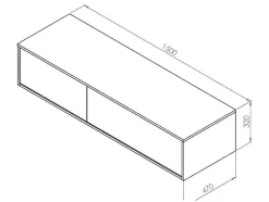 Móvel De Casa De Banho Suspenso Cinza Cimento Com Lavatório Duplo C150 Cm - Isaure Ii