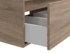 Móvel De Casa De Banho Suspenso Cor Natural Clara Com Lavatório Duplo C150 Cm - Isaure Ii