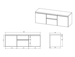 Móvel De Casa De Banho Suspenso Com Lavatório Duplo Cinza 150 Cm - Jimena Ii
