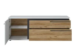 Móvel De Tv Com 1 Porta E 2 Gavetas Natural E Branco - Nisuka