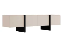 Móvel De Tv Com 4 Portas Em Mdf Bege E Preto - Luvonia