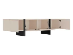 Móvel De Tv Com 4 Portas Em Mdf Bege E Preto - Luvonia