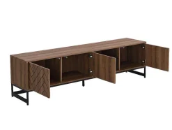 Móvel De Tv Com 3 Portas E 2 Nichos Em Mdf Cor Natural E Preto - Caratana