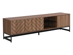 Móvel De Tv Com 3 Portas E 2 Nichos Em Mdf Cor Natural E Preto - Caratana