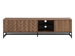 Móvel De Tv Com 3 Portas E 2 Nichos Em Mdf Cor Natural E Preto - Caratana