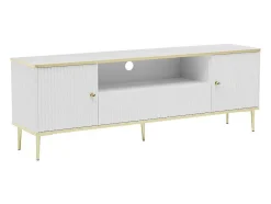 Móvel De Tv Com 2 Portas, 1 Gaveta E 1 Nicho Em Mdf E Aco Branco E Dourado - Sinead De Pascal Morabito
