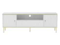 Móvel De Tv Com 2 Portas, 1 Gaveta E 1 Nicho Em Mdf E Aco Branco E Dourado - Sinead De Pascal Morabito