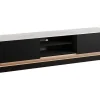Móvel De Tv 2 Gavetas E 2 Nichos Com Leds Em Mdf Preto E Efeito Marmore Branco - Devika De Pascal Morabito