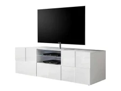 Móvel De Tv Lacado A Branco Com Leds, 2 Portas E 1 Gaveta - Calisto