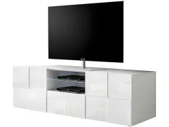 Móvel De Tv Lacado A Branco Com Leds, 2 Portas E 1 Gaveta - Calisto