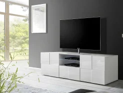 Móvel De Tv Lacado A Branco Com Leds, 2 Portas E 1 Gaveta - Calisto