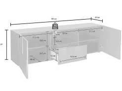 Móvel De Tv Lacado A Branco Com Leds, 2 Portas E 1 Gaveta - Calisto