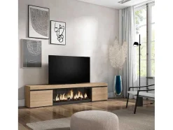 Móvel De Tv, 210, Para Televisores Ate 80", Lareira Electrica Xxl, Carvahlo