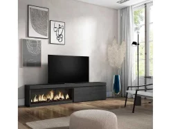 Móvel De Tv, 210, Para Televisores Ate 80", Lareira Electrica Xxl, Preto