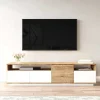 Móvel De Tv 4 Portas E 2 Prateleiras Natural Claro E Branco - Cedona