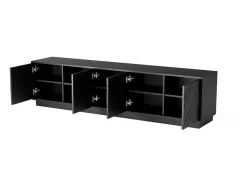 Móvel De Tv Suspenso Com 4 Portas E 2 Nichos Em Mdf Preto - Redonia