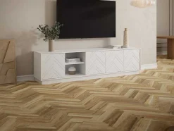 Móvel De Tv Suspenso Com 4 Portas E 2 Nichos Em Mdf Branco - Redonia