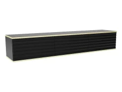 Móvel De Tv Suspenso Com 3 Portas Em Mdf Preto E Dourado - Alesar De Pascal Morabito