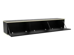 Móvel De Tv Suspenso Com 3 Portas Em Mdf Preto E Dourado - Alesar De Pascal Morabito