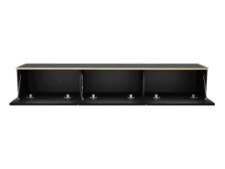 Móvel De Tv Suspenso Com 3 Portas Em Mdf Preto E Dourado - Alesar De Pascal Morabito