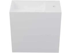Móvel Lavatório Suspenso Cor Branco Em Solid Surface Com Nicho De 40 Cm - Pumori