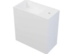 Móvel Lavatório Suspenso Cor Branco Em Solid Surface Com Nicho De 40 Cm - Pumori