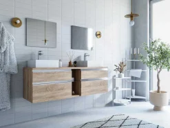 Móvel Suspenso De Casa De Banho Cor Natural Clara 150 Cm - Magdalena Ii