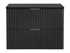 Móvel Suspenso Estriado Com Tampo Para Lavatório Preto C80 Cm - Zevara