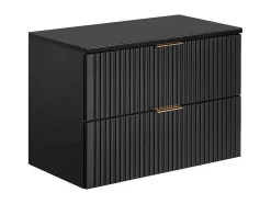 Móvel Suspenso Estriado Com Tampo Para Lavatório Preto C80 Cm - Zevara