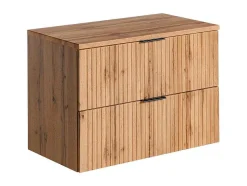 Móvel Suspenso Estriado Com Tampo Para Lavatório Natural Claro C80 Cm - Zevara