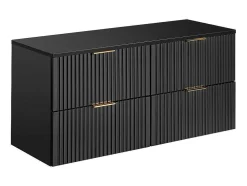 Móvel Suspenso Estriado Com Tampo Para Lavatório Preto C120 Cm - Zevara