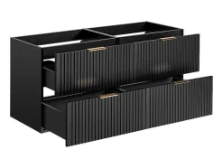 Móvel Suspenso Estriado Para Lavatório Preto C120 Cm - Zevara