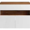 Móvel Suspenso Para Colocar Sob O Lavatório Com Leds E Tampo, Branco E Natural Escuro C80 Cm - Pozega