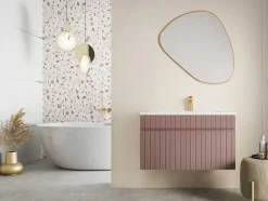 Móvel Suspenso Para Colocar Sob O Lavatório Estriado Cor-De-Rosa 80 Cm - Satara