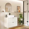 Móvel Suspenso Para Colocar Sob O Lavatório Estriado Branco C80 Cm - Zevini
