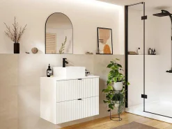 Móvel Suspenso Para Colocar Sob O Lavatório Estriado Branco C80 Cm - Zevini