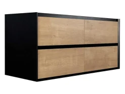 Móvel Suspenso Para Colocar Sob O Lavatório Cor Natural E Preto 120 Cm - Lannick