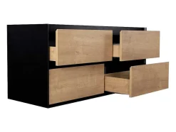 Móvel Suspenso Para Colocar Sob O Lavatório Cor Natural E Preto 120 Cm - Lannick