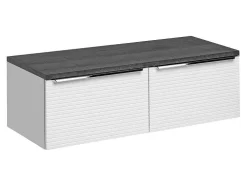 Móvel Suspenso Para Colocar Sob O Lavatório Estriado Branco Com Tampo 120 Cm - Latoma