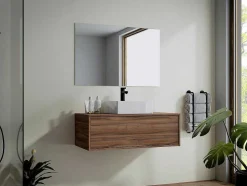 Móvel Suspenso Para Lavatório Cor Natural Escura 94 Cm - Teana Ii