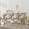 Nappe Anti-Taches 100% Coton 1 Piece Blanc A Motifs Vegetaux 250X140