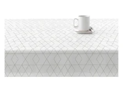 Nappe Anti-Taches 100% Coton 1 Piece Blanc A Lignes Vertes 250X140