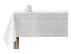Nappe Anti-Taches 100% Coton 1 Piece Blanc A Lignes Vertes 200X140