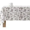 Nappe Anti-Taches 100% Coton 1 Piece Blanc A Feuilles Grises 140X140