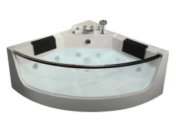 [Old Version]Banheira De Hidromassagem De Canto Em Vidro Evelina - 2 Lugares - 330 L - 138*138*A63 Cm