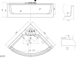 [Old Version]Banheira De Hidromassagem De Canto Em Vidro Evelina - 2 Lugares - 330 L - 138*138*A63 Cm